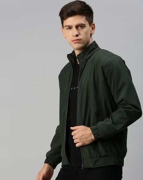 VOXATI Slim Fit Biker Jacket with Zip Front