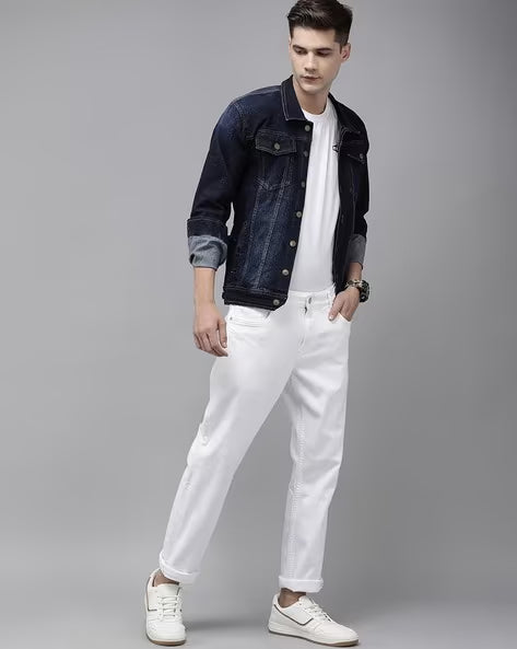 VOXATI Men Slim-Fit Button-Closure Jacket with Flap Pockets