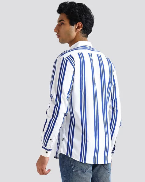 PEPE JEANS Men Striped Regular Fit Cotton Shirt
