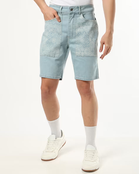 BUDA JEANS CO Men Paisley Print Regular Fit Denim Shorts