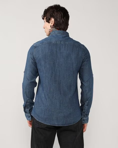 ALPHA TRIBE Men Regular Fit Denim Shirt