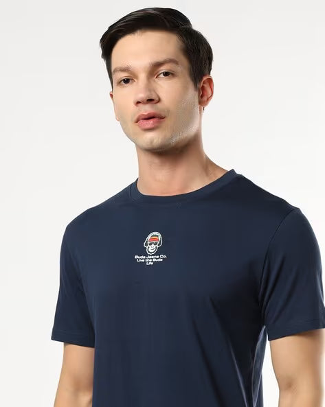 BUDA JEANS CO Regular Fit Crew-Neck T-Shirt with Logo Print