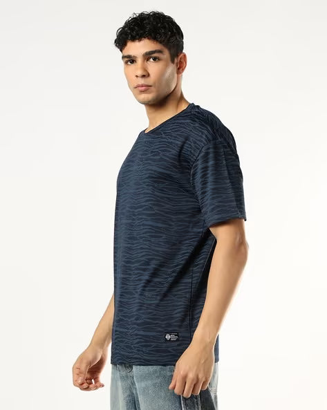 BUDA JEANS CO Men Printed Loose Fit Crew-Neck T-Shirt