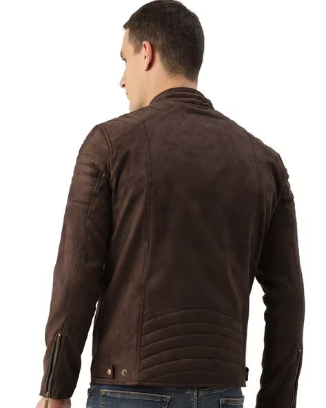 LEATHER RETAIL Men Regular Fit Zip-Front Biker Jacket