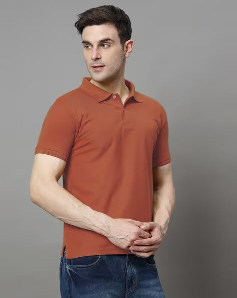 ALPHA TRIBE Men Regular Fit Polo T-Shirt