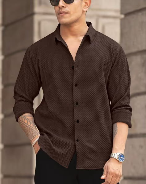 ALPHA TRIBE Men Regular Fit Button-Down Shirt