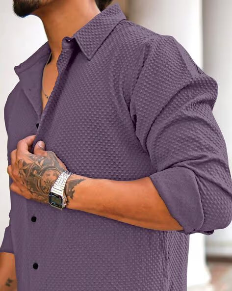 ALPHA TRIBE Men Regular Fit Shirt with Spread Collar