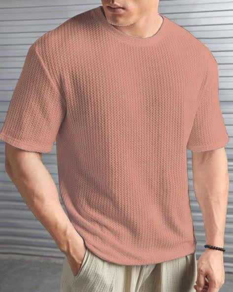 ALPHA TRIBE Men Regular Fit Crew- Neck T-Shirt