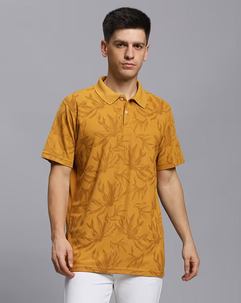 ALPHA TRIBE Men Graphic Regular Fit Polo T-shirt