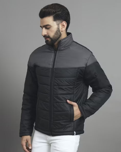 ALPHA TRIBE Men Quilted Zip-Front Jacket