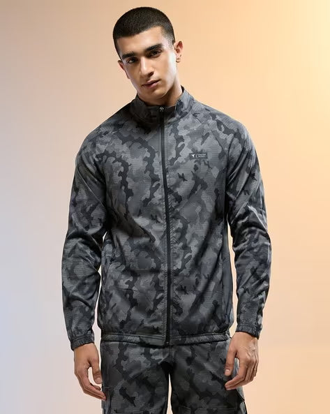 TECHNOSPORT Men Printed Slim Fit Biker Jacket