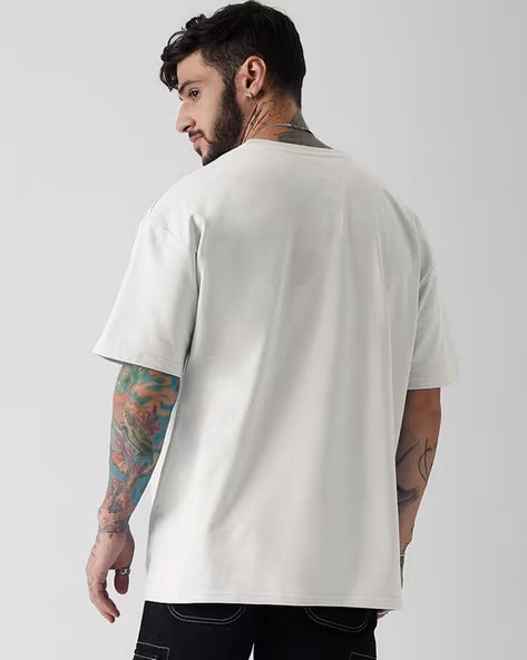 BUDA JEANS CO Men Typographic Print Oversized Fit Crew-Neck T-Shirt