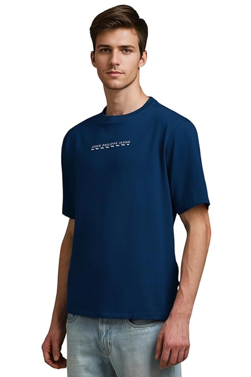 Louis Philippe Men's Solid Relaxed Fit T-Shirt