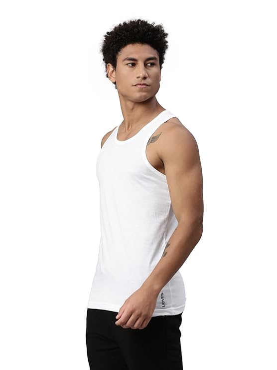 Levi's Men Cotton 012 Classic Vest with Side Branding, Tag Free Comfort & Smartskin Technology