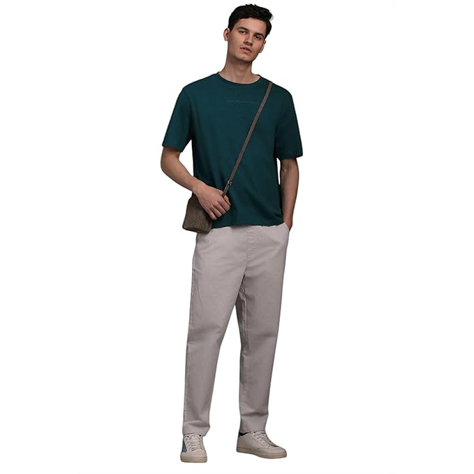 Louis Philippe Men's Solid Relaxed Fit T-Shirt