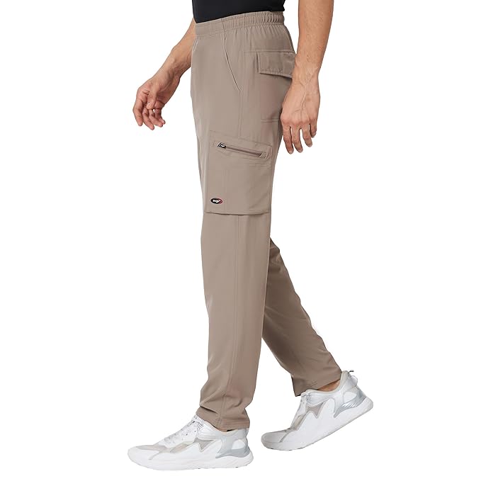 berge' New Men's Woven Cargo Ultra Slimfit Track Pant with Secure 6 Pockets with Zipper and Velcro for Activewear Sports|Exercise|Gym|Running|Work from Home Comfort
