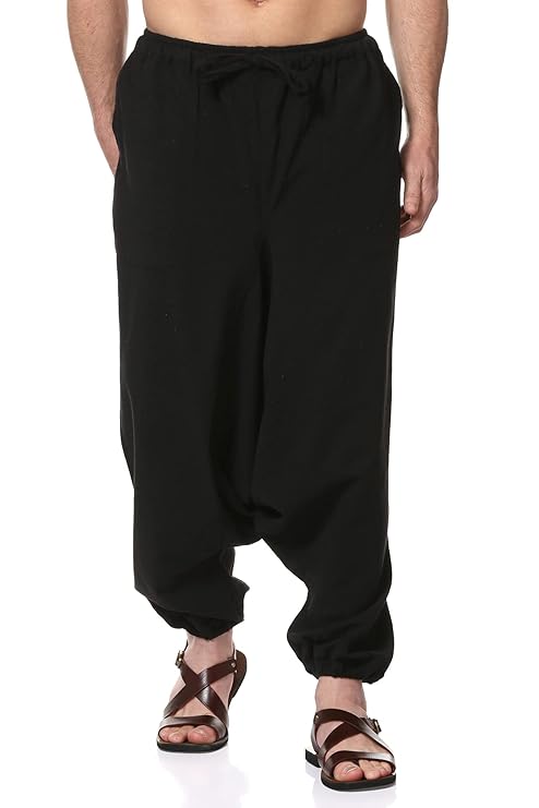 Aatman One Size Men's Eco-Friendly Cotton Harem Pants | Fits Waist Size 28 to 36 Inches