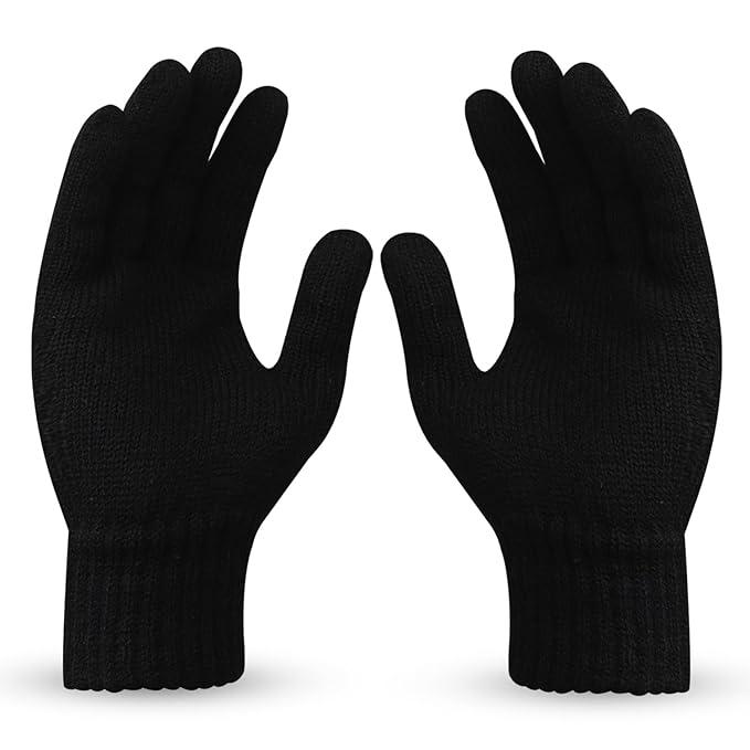 Boldfit Hand Gloves for winter for Woolen Knitted Winter, Thermal Wear Unisex Hand Gloves - Black 1Pair