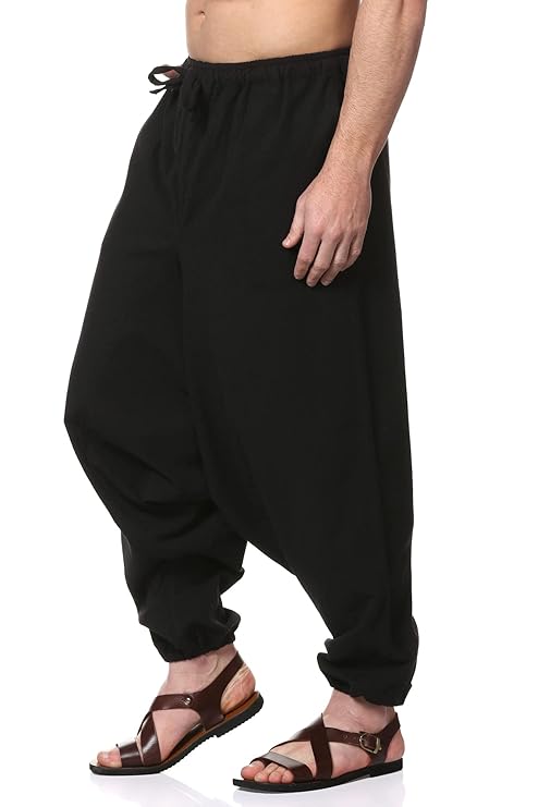 Aatman One Size Men's Eco-Friendly Cotton Harem Pants | Fits Waist Size 28 to 36 Inches