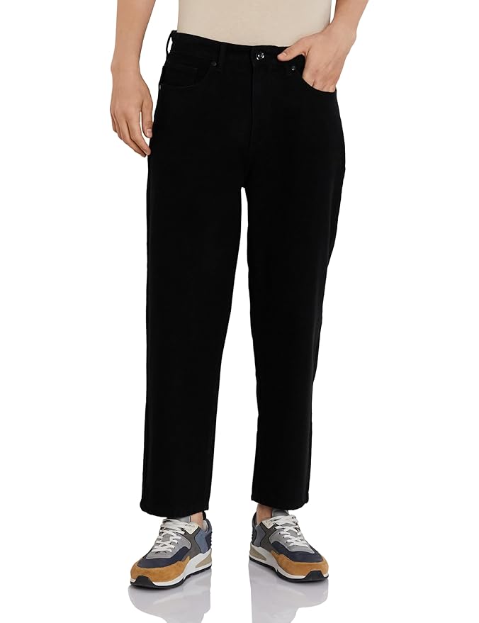 Amazon Brand - Symbol Men's Baggy Fit Cotton Jeans | Mid Rise | Loose & Relaxed | Oversized Jeans Pant