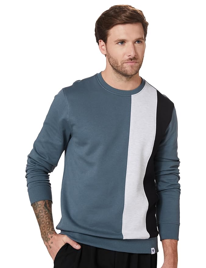 Amazon Brand - Symbol Men Cotton Rich Light Weight Crew Neck Sweatshirt