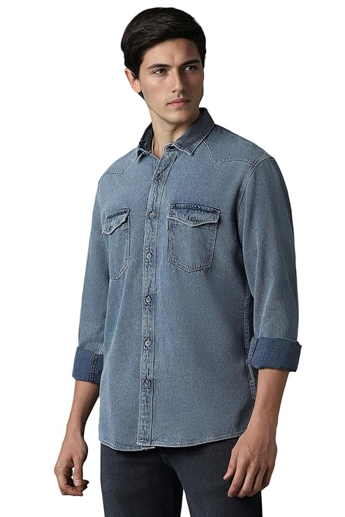 Louis Philippe Men's Cotton Solid Slim Fit Shirt