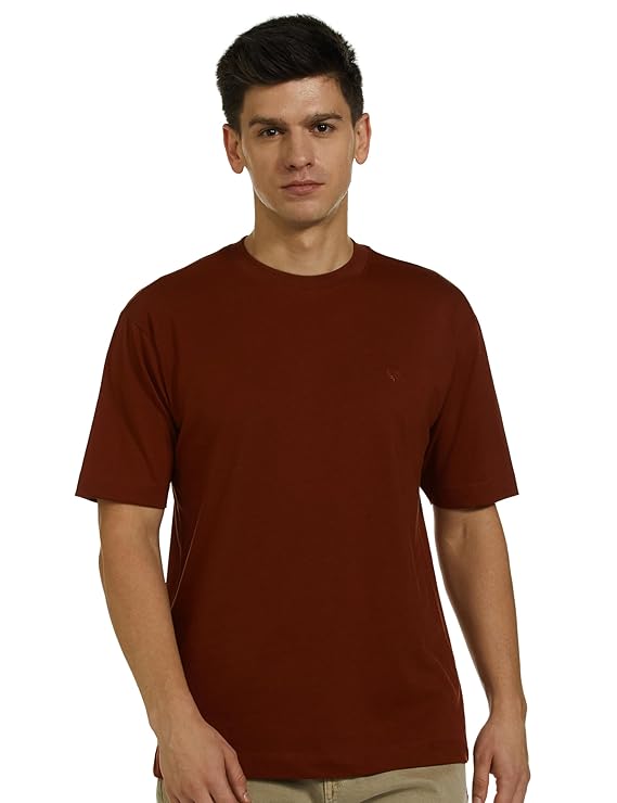 Allen Solly Men Cotton Regular Fit Drop Shoulder Back Print Tshirt