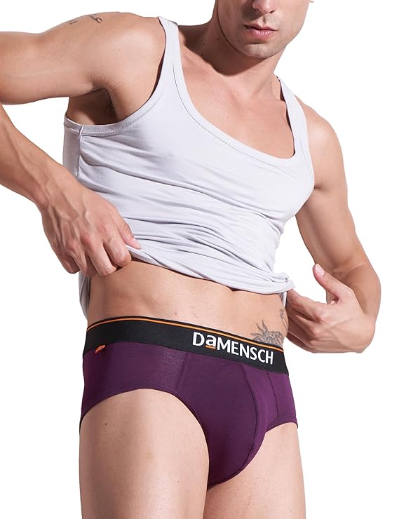 DAMENSCH Regular Fit Solid Cotton Blend Brief Underwear Anti-Bacterial Moisture Wicking Breathable Microfibre Waistband Stretchable Deo-Cotton Brief for Men