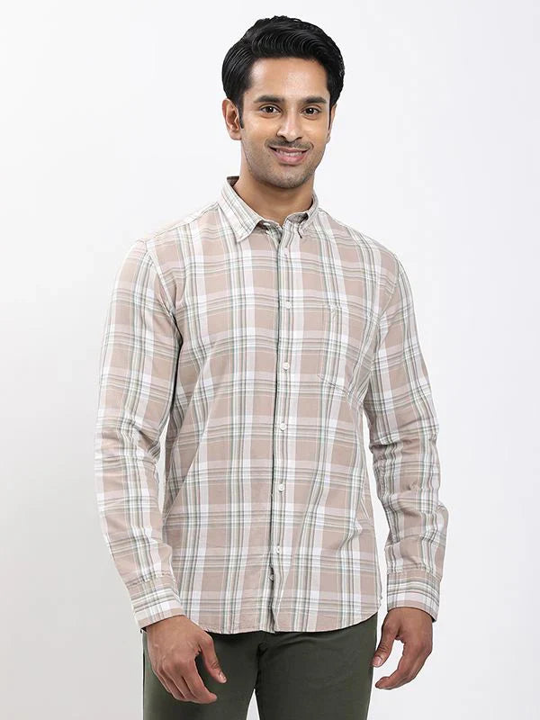 Fairtrade Men Checked Full Sleeve Cotton Blend Shirt