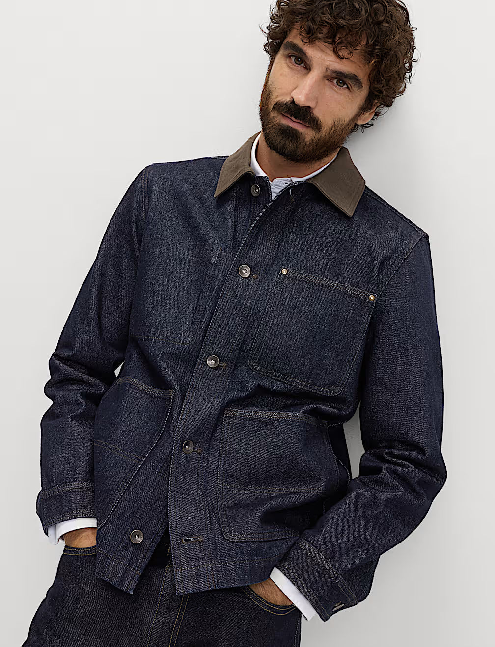 Denim Contrast Collar Jacket